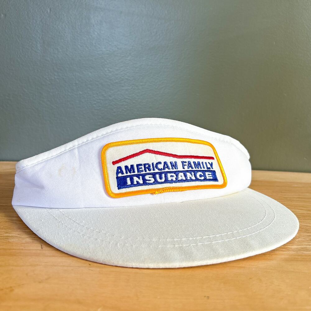 Vintage American Family Insurance White Patch Adjustable Visor Hat One Size